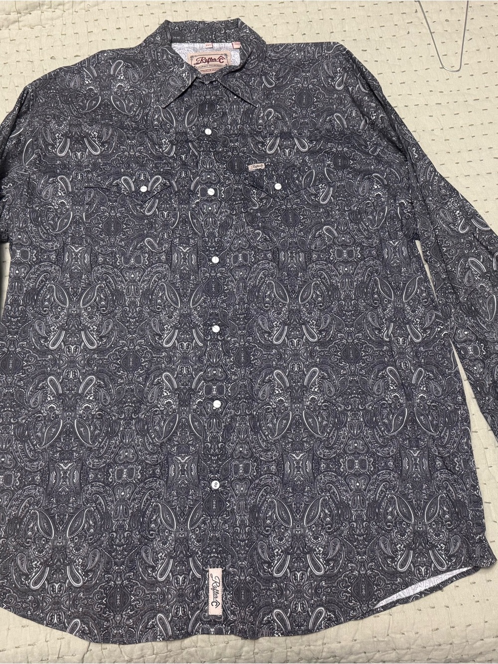 Rafter C Black Paisley Pearl Snap XXL